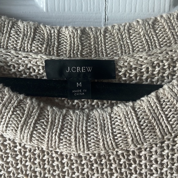J. Crew Warm Neutral Linen Knit Crew Neck Sweater Flawed size Medium - Picture 2 of 5